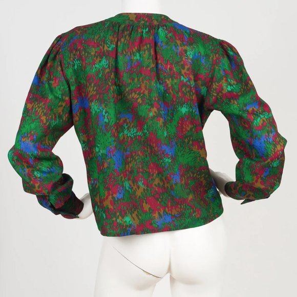 Yves Saint Laurent 81 F/W Rive Gauche Vintage Wool Challis Balloon Sleeve Blouse - Picture 6 of 10
